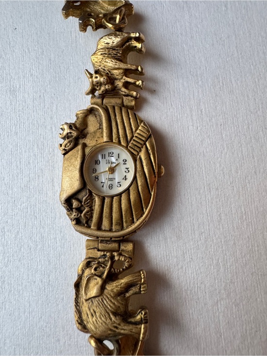Accessories - Noah's Arc MOP Ladies Gold Tone Watch Animal Link Band
